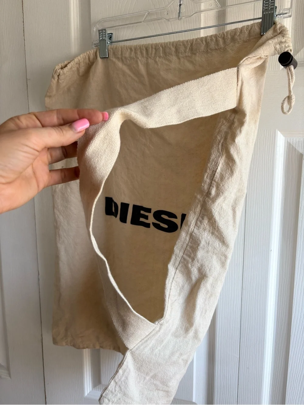 Diesel Tan Drawstring Cotton Dust Shopping Bag Large 20*25 With Handle Storage